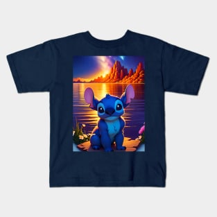 Stitch seascape Kids T-Shirt